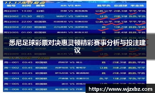 333体育悉尼足球彩票对决惠灵顿精彩赛事分析与投注建议